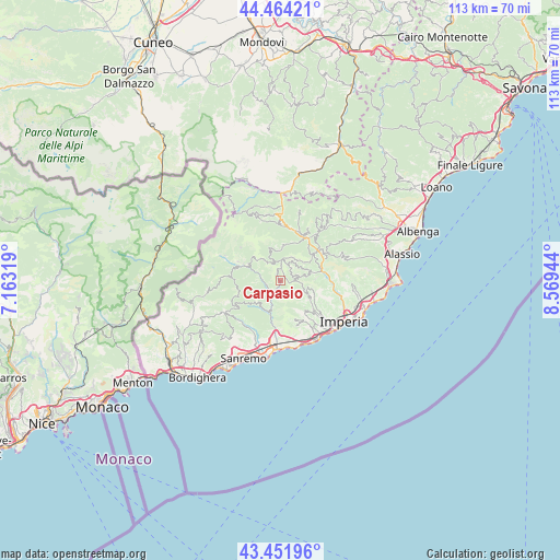 Carpasio on map