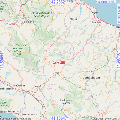 Carovilli on map