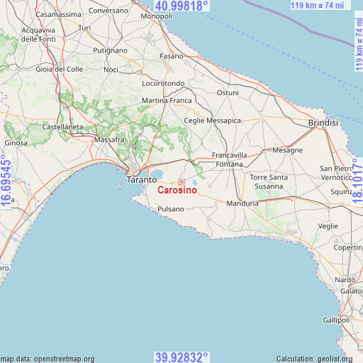 Carosino on map