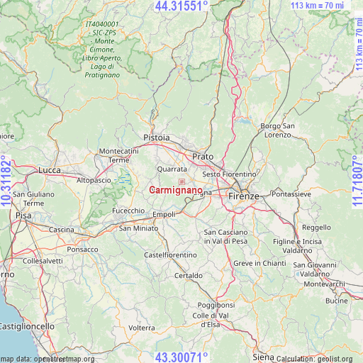 Carmignano on map