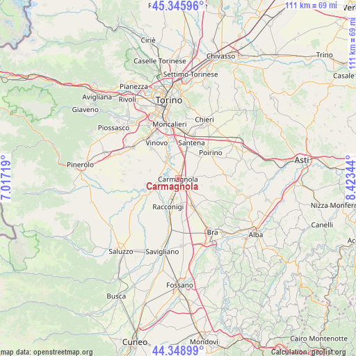 Carmagnola on map