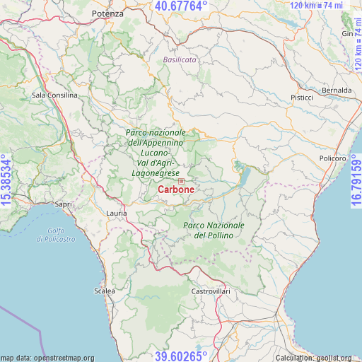 Carbone on map