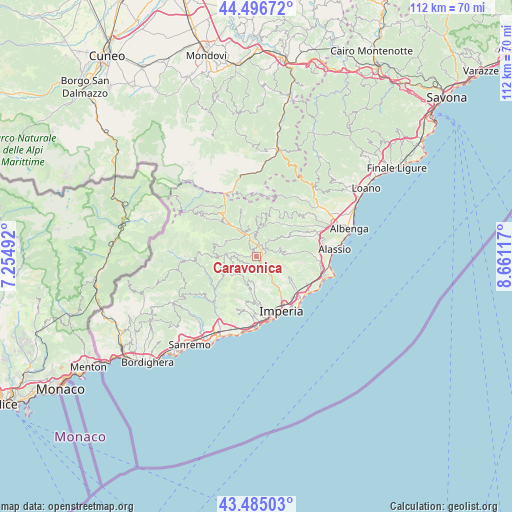 Caravonica on map