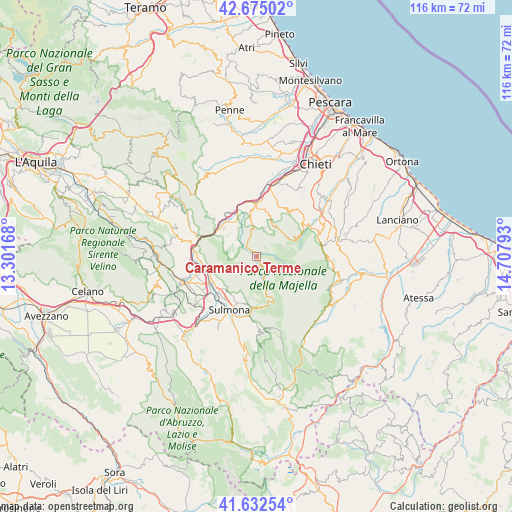 Caramanico Terme on map