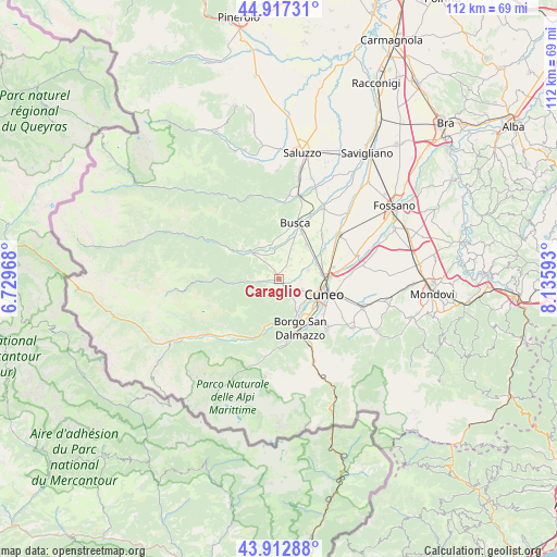 Caraglio on map