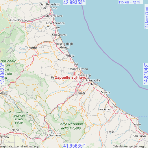 Cappelle sul Tavo on map