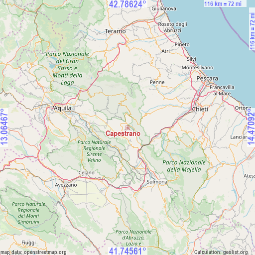 Capestrano on map