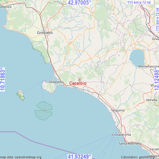 Capalbio on map