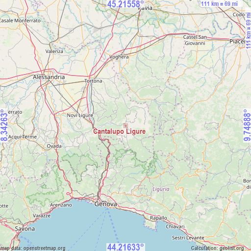 Cantalupo Ligure on map