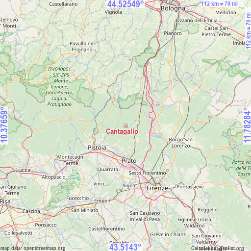 Cantagallo on map