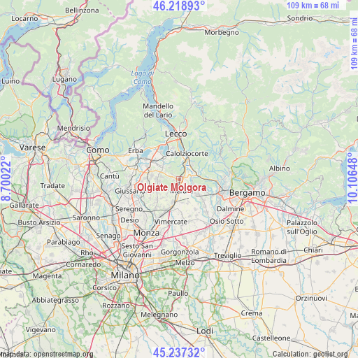Olgiate Molgora on map