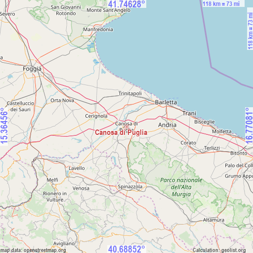 Canosa di Puglia on map