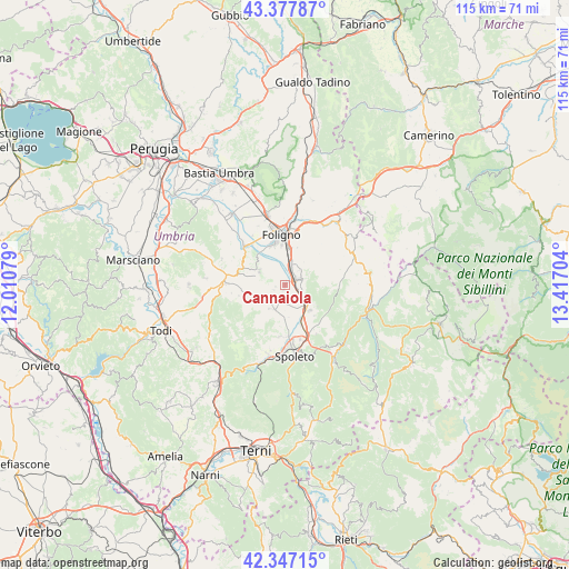 Cannaiola on map