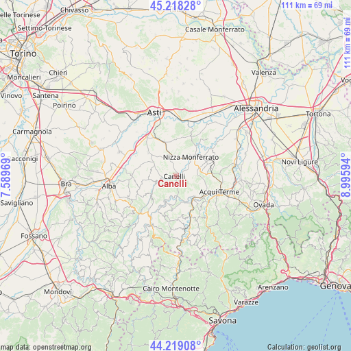 Canelli on map