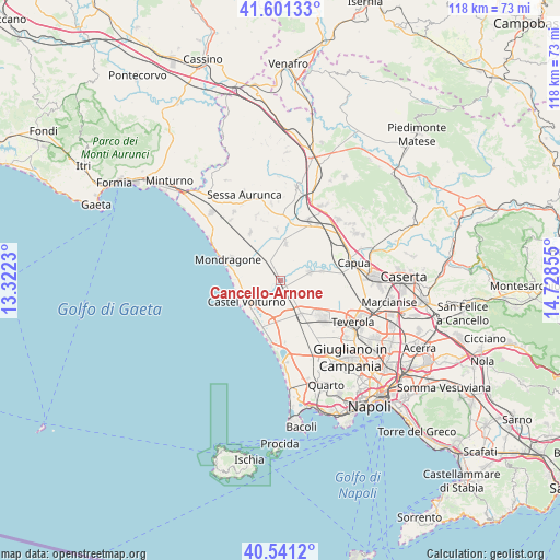 Cancello-Arnone on map