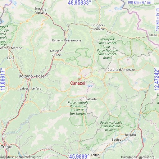 Canazei on map