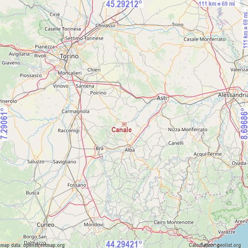 Canale on map