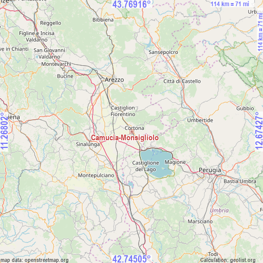 Camucia-Monsigliolo on map