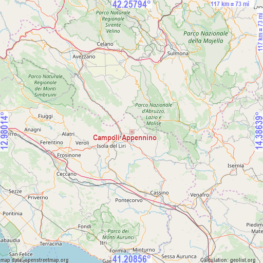 Campoli Appennino on map