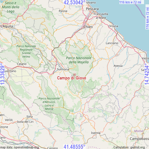 Campo di Giove on map