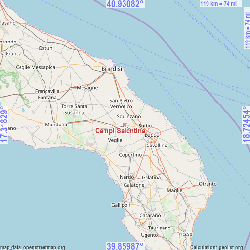 Campi Salentina on map