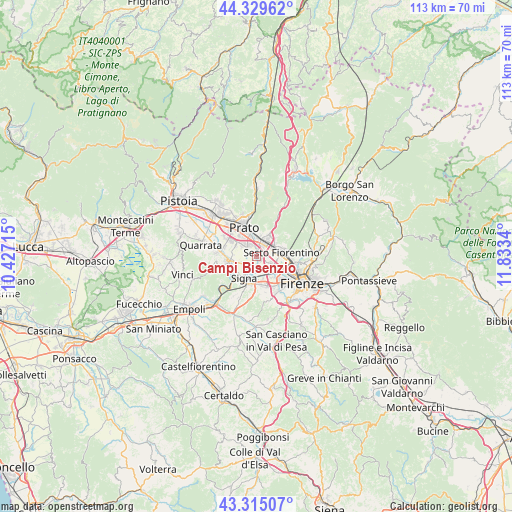 Campi Bisenzio on map