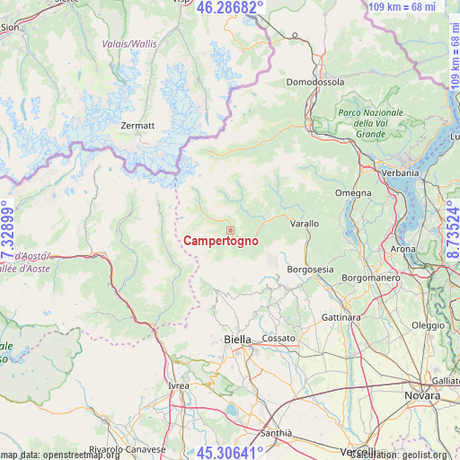 Campertogno on map