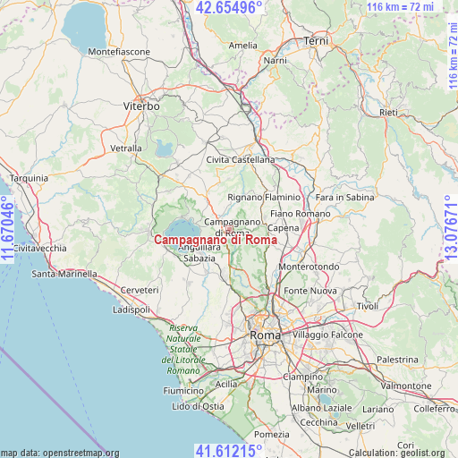 Campagnano di Roma on map