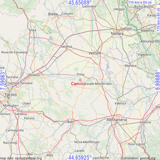 Camino on map