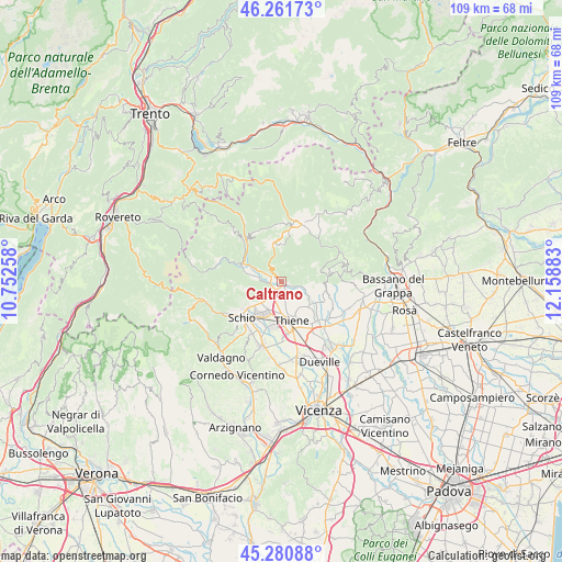 Caltrano on map