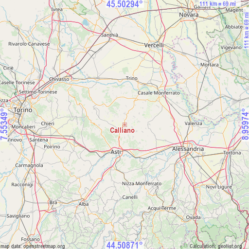 Calliano on map