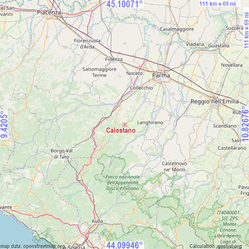 Calestano on map