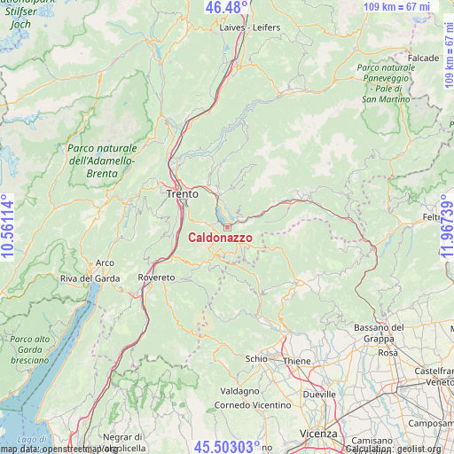 Caldonazzo on map