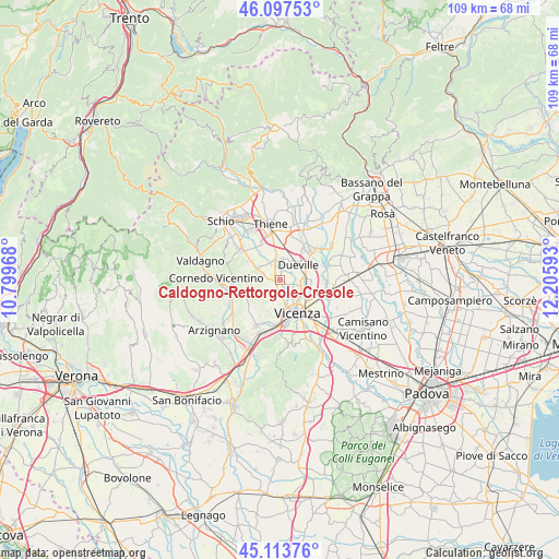 Caldogno-Rettorgole-Cresole on map