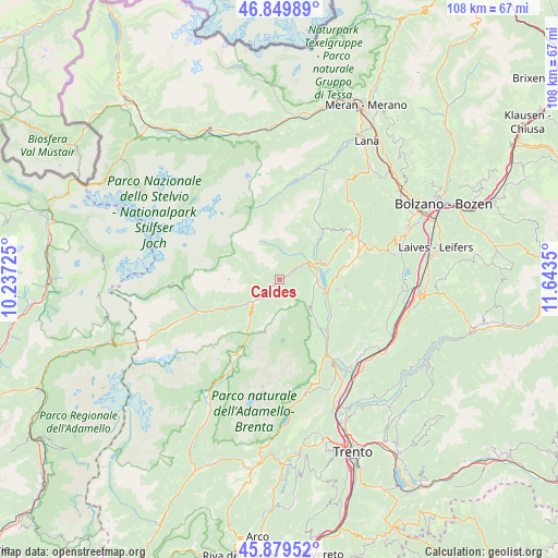 Caldes on map