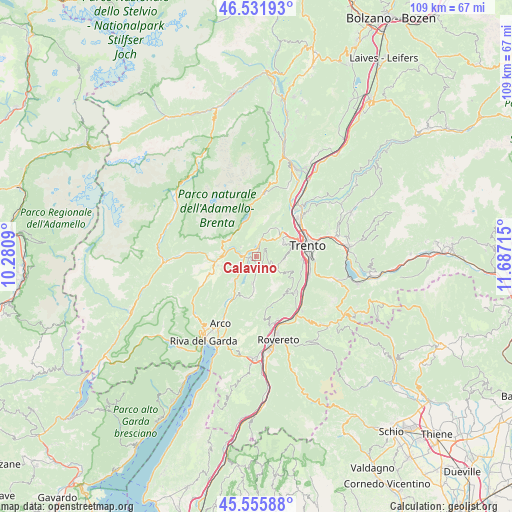 Calavino on map