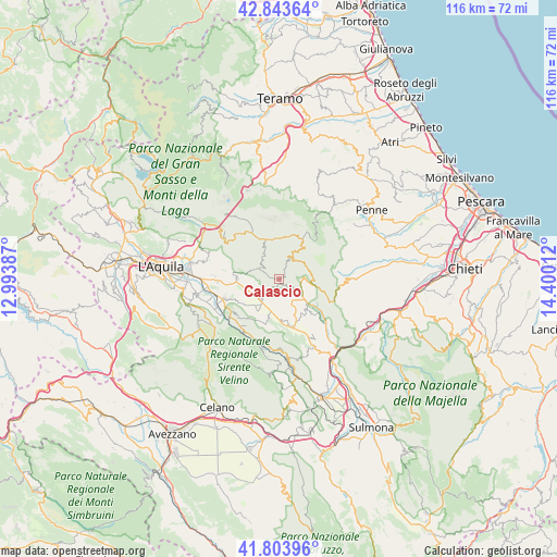 Calascio on map