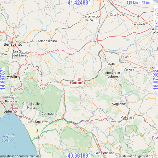 Cairano on map