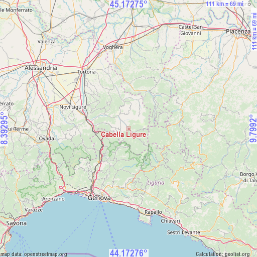 Cabella Ligure on map