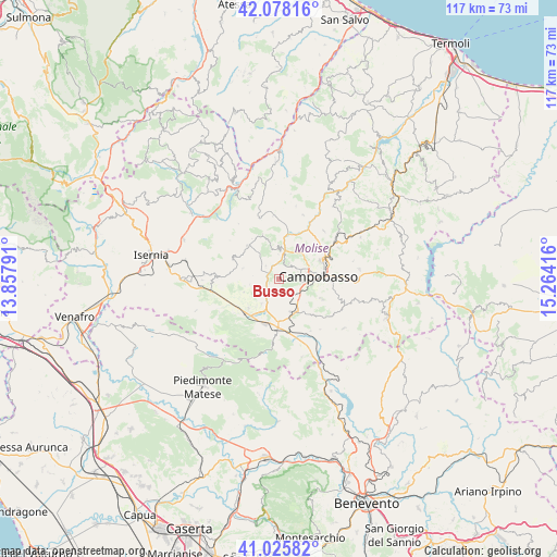 Busso on map