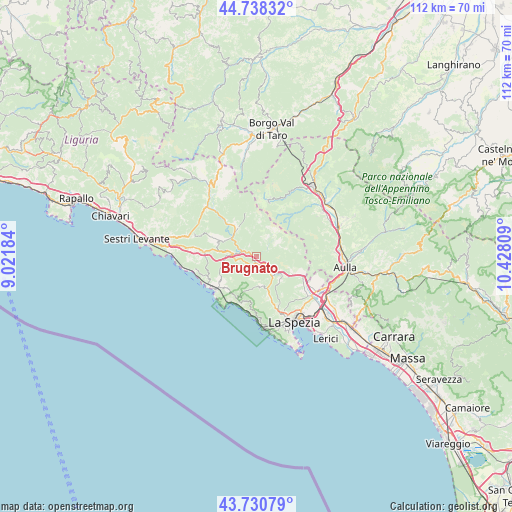 Brugnato on map