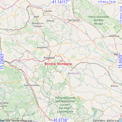 Brindisi Montagna on map