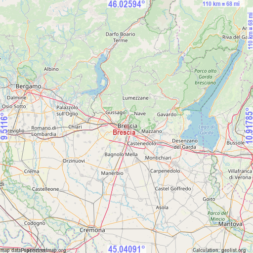 Brescia on map