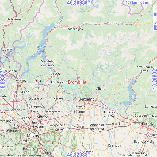 Brembilla on map