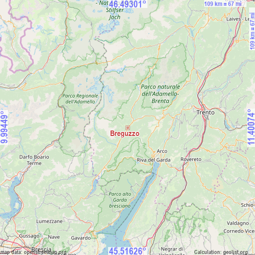 Breguzzo on map