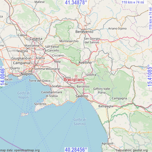 Bracigliano on map