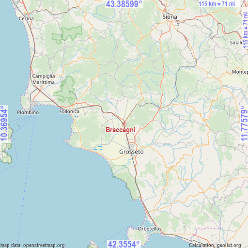 Braccagni on map