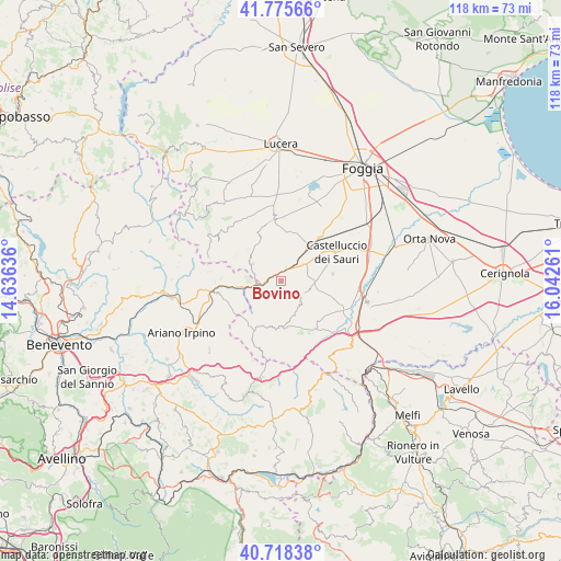 Bovino on map