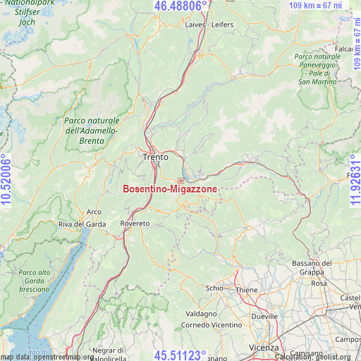 Bosentino-Migazzone on map