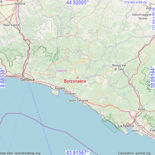 Borzonasca on map